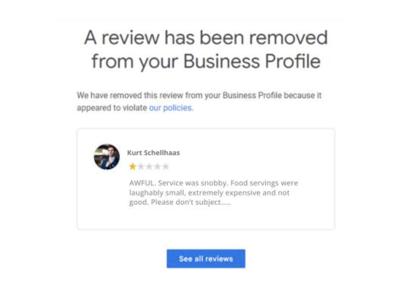 Google review removal confirmation 6